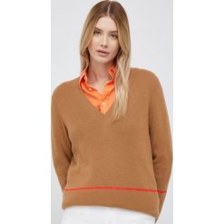 PS Paul Smith sweter wełniany damski kolor brązowy. Brązowe swetry PS PAUL SMITH, l, bez wzorów, z dzianiny, bez ramiączek. Za 1,159.90 zł.