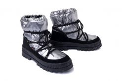 RIEKER Revolution TEX W2170-42 grey combination, śniegowce damskie. Szare śniegowce Rieker, bez wzorów, z wełny, bez zapięcia. Za 499.90 zł.
