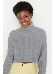 Trendyol Golf w kolorze szarym rozmiar: L. Szare swetry Trendyol, l, bez wzorów, prążkowane, bez ramiączek. Za 78.84 zł.