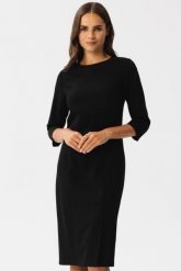 Elegancka sukienka ołówkowa z rozcięciem czarna. Czarne sukienki Stylove, l, bez wzorów, eleganckie, bez kołnierzyka, bez ramiączek, ołówkowe. Za 289.00 zł.