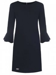 Sukienka Model Erin Black - Jersa. Czarne sukienki Jersa, plus size, bez wzorów, z materiału, eleganckie, bez kołnierzyka, plus size, bez ramiączek. Za 361.04 zł.