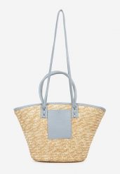 Niebiesko-Beżowa Duża Torebka na Ramię w Stylu Boho z Ozdobnymi Wstawkami Gnobbia. Niebieskie torebki klasyczne Renee, bez wzorów, z materiału, boho, na ramię, duże, bez dodatków. W wyprzedaży za 80.99 zł.