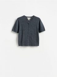 Kardigan z wełny merino - ciemnoszary. Szare swetry Reserved, l, bez wzorów, z wełny, bez ramiączek. Za 199.99 zł.
