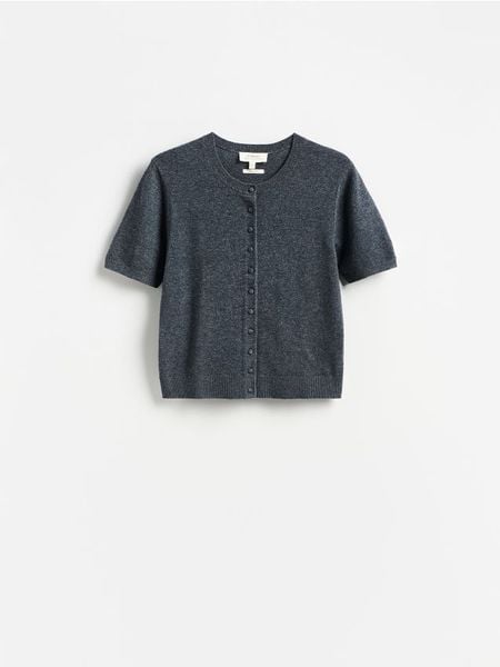 Kardigan z wełny merino - ciemnoszary. Szare swetry Reserved, l, bez wzorów, z wełny, bez ramiączek. Za 199.99 zł.