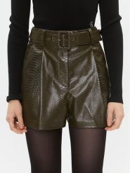 TWINSET Szorty z imitacji skóry 232TT2233 Zielony Regular Fit. Zielone szorty Twinset, bez wzorów, ze skóry. Za 839.99 zł.