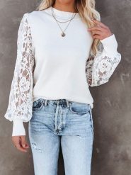 LA Angels Sweter w kolorze kremowym rozmiar: XL. Brązowe swetry LA Angels, xl, bez wzorów, z koronki, bez ramiączek. Za 118.28 zł.