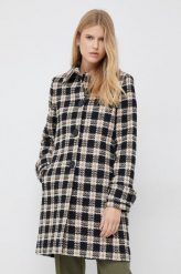 Sisley płaszcz z domieszką wełny kolor czarny przejściowy. Czarne płaszcze Sisley, bez wzorów, z materiału, bez kaptura. W wyprzedaży za 649.99 zł.