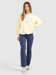 4F Legginsy z rozszerzanymi nogawkami damskie - granatowe XL. Niebieskie legginsy 4f, bez wzorów, z bawełny. Za 129.99 zł.