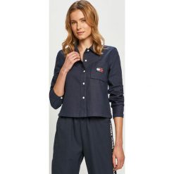 Tommy Jeans - Koszula bawełniana. Niebieskie koszule Tommy Jeans, l, bez wzorów, z bawełny, bez kołnierzyka, bez ramiączek. W wyprzedaży za 239.99 zł.