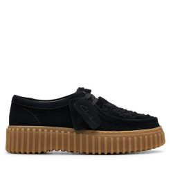 Półbuty Clarks. Czarne półbuty wsuwane Clarks, bez wzorów, bez obcasa, na płaskiej podeszwie. Za 299.99 zł.