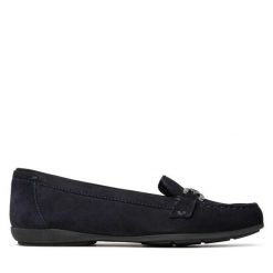 Mokasyny Geox. Niebieskie mokasyny Geox, bez wzorów. Za 259.99 zł.