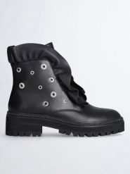 Liu Jo Skórzane botki w kolorze czarnym rozmiar: 36. Czarne botki Liu Jo, bez wzorów, bez obcasa, bez zapięcia. Za 500.38 zł.