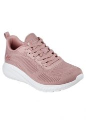 Buty SKECHERS BOBS SQUAD Rose. Czerwone buty trekkingowe Skechers, z materiału, bez zapięcia. Za 264.99 zł.