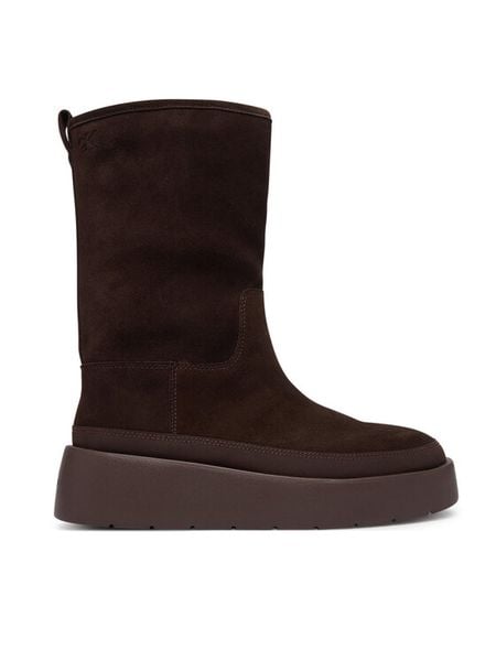 Calvin Klein Śniegowce Flatform Mid Boot Suede Wl HW0HW03181 Brązowy. Brązowe śniegowce Calvin Klein, bez wzorów, ze skóry, bez zapięcia. Za 749.99 zł.