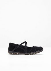 Baleriny typu Mary-Jane. Czarne baleriny bonprix, bez wzorów, sportowe, bez zapięcia. Za 124.99 zł.
