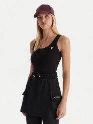 Guess Top Colette V4YP06 K8RT2 Czarny Slim Fit. Czarne topy Guess, l, z aplikacjami, z wiskozy, bez kołnierzyka, bez ramiączek. Za 119.99 zł.