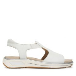 Sandały Ara. Białe sandały ara, bez wzorów, bez obcasa, na płaskiej podeszwie, bez zapięcia. Za 429.99 zł.