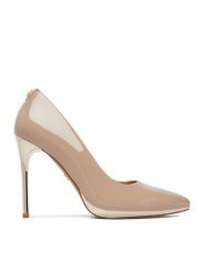 Nine West Szpilki EO-CD25-218-1 Beżowy. Brązowe szpilki Nine West, bez wzorów, z materiału, bez obcasa, na szpilce, bez zapięcia. Za 289.99 zł.