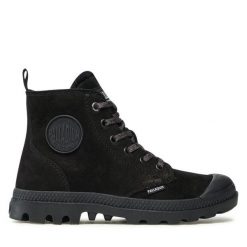 Trapery Palladium. Czarne traperki Palladium, bez wzorów, bez obcasa, bez zapięcia. Za 579.99 zł.