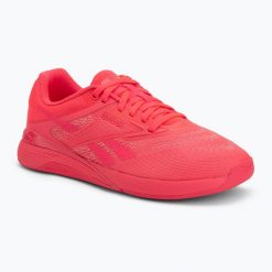 Buty treningowe damskie Reebok Nano X5. Czerwone buty treningowe Reebok, bez wzorów, z gumy, bez zapięcia, na fitness i siłownię. Za 509.99 zł.