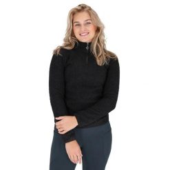 Damski półzapinany sweter QHP Teddie. Czarne swetry QHP, na zimę, bez wzorów, z polaru, bez ramiączek. Za 233.50 zł.