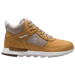 Buty zimowe damskie, Field Trekker Mid leather. Żółte buty trekkingowe Timberland, na zimę, z gumy, bez zapięcia. Za 499.99 zł.