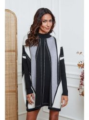 So Cachemire Sukienka dzianinowa "Jamjam" w kolorze szaro-czarnym rozmiar: S. Czarne sukienki So Cachemire, na co dzień, s, bez wzorów, z dzianiny, bez kołnierzyka, bez ramiączek, mini, proste. Za 179.64 zł.