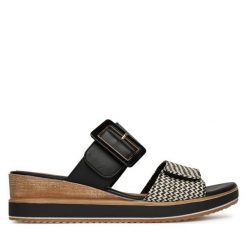 Klapki Remonte. Czarne klapki Remonte, bez wzorów, bez obcasa, bez zapięcia. Za 349.99 zł.