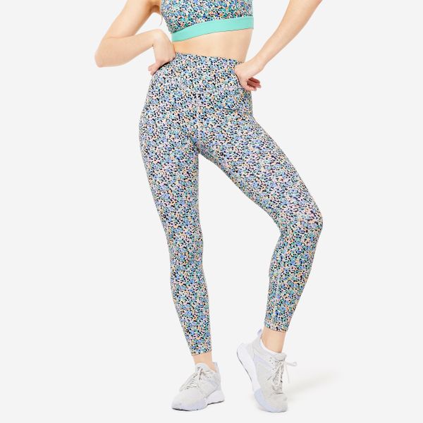 Legginsy fitness damskie Domyos. Legginsy DOMYOS, bez wzorów, z elastanu, sportowe. W wyprzedaży za 49.99 zł.