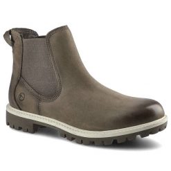 Brązowe Botki Tamaris Damskie Wygodne Modne Obuwie. Brązowe botki Tamaris, bez wzorów, z nubiku, bez obcasa, bez zapięcia. Za 259.00 zł.