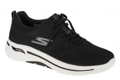 Buty sportowe Sneakersy damskie, Go Walk Arch Fit Unify. Czarne buty treningowe Skechers, bez wzorów, z materiału, przed kostkę, bez zapięcia, trekkingowe. Za 179.99 zł.