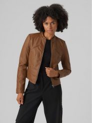 Vero Moda Kurtka z imitacji skóry Favodona 10288555 Brązowy Regular Fit. Brązowe kurtki Vero Moda, xs, bez wzorów, ze skóry, bez kaptura. Za 149.99 zł.