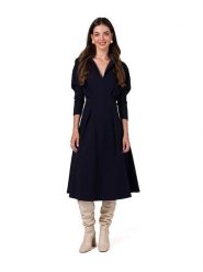 Be Wear Sukienka w kolorze granatowym rozmiar: XL. Niebieskie sukienki Be Wear, xl, bez wzorów, bez kołnierzyka, bez ramiączek, midi, rozkloszowane. Za 104.39 zł.