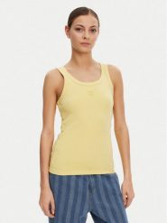HUGO Top Datamia 50514489 Żółty Slim Fit. Żółte topy Hugo, xs, bez wzorów, z bawełny, bez kołnierzyka, bez ramiączek. Za 129.99 zł.