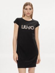 Liu Jo Sukienka codzienna VA4103 JS003 Czarny Regular Fit. Czarne sukienki Liu Jo, na co dzień, s, bez wzorów, z bawełny, bez kołnierzyka, bez ramiączek, proste. Za 239.99 zł.