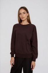 Bluza z dżetami brązowa. Brązowe bluzy MOODO, l, bez wzorów, z bawełny, bez ramiączek, bez kaptura. Za 129.99 zł.