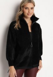 Czarna Bluza z Wełną Suwakiem i Ściągaczami Enalwen. Czarne bluzy Born2be, uniwersalny, z aplikacjami, z jeansu, bez kaptura, trekkingowe. W wyprzedaży za 135.99 zł.