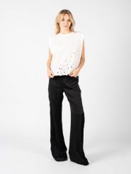 Pinko T-shirt "Acqua" | 1G17LH Y7YV | Kobieta | Biały. Białe t-shirty Pinko, s, bez wzorów, z bawełny, bez kołnierzyka, bez ramiączek. W wyprzedaży za 279.00 zł.