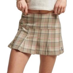 Damska spódnica w kratę z półprześwitem Superdry. Szare spódnice Superdry, uniwersalny, bez wzorów. Za 305.85 zł.