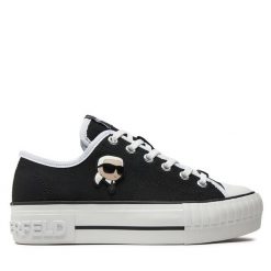Trampki KARL LAGERFELD. Czarne trampki KARL LAGERFELD, bez wzorów, bez zapięcia. Za 619.99 zł.