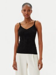 Fracomina Top FR25ST4006K410J9 Czarny Slim Fit. Czarne topy Fracomina, xs, bez wzorów, z wiskozy, bez kołnierzyka, bez ramiączek. Za 259.99 zł.