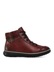 Rieker Botki Z4243-36 Bordowy. Czerwone botki Rieker, bez wzorów, bez obcasa, na płaskiej podeszwie, bez zapięcia. Za 265.99 zł.