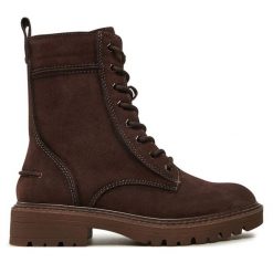 Botki Tamaris. Brązowe botki Tamaris, bez wzorów, bez obcasa, na płaskiej podeszwie, bez zapięcia. Za 299.99 zł.