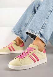 Żółte Sneakersy Zamszowe Typu Tenisówki ze Skórzaną Wkładką Ciarivione. Żółte trampki Renee, bez wzorów, z jeansu, eleganckie, bez zapięcia. W wyprzedaży za 151.99 zł.