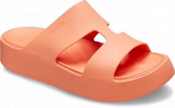 Klapki Dla Dorosłych Crocs Getaway Platform H-strap. Niebieskie klapki Crocs, bez wzorów, z materiału, bez obcasa, bez zapięcia. Za 139.99 zł.
