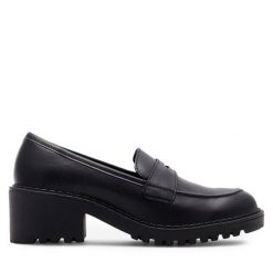 Półbuty Lasocki. Czarne półbuty wsuwane Lasocki, bez wzorów, bez obcasa, na obcasie. Za 259.99 zł.
