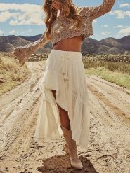 Milan Kiss Spódnica w kolorze kremowym rozmiar: M. Brązowe spódnice Milan Kiss, na imprezę, m, bez wzorów, z bawełny, maxi. Za 139.87 zł.