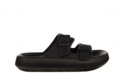 Klapki Laura Vita Nuon 08 Noir 202001, Czarny, Tworzywo - 35-36. Czarne klapki LAURA VITA, bez wzorów, z materiału, eleganckie, bez obcasa, bez zapięcia. W wyprzedaży za 89.10 zł.