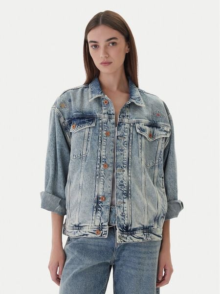 Mustang Kurtka jeansowa Arcata 1016944 Niebieski Loose Fit. Niebieskie kurtki Mustang, xs, bez wzorów, z bawełny, bez kaptura. Za 529.99 zł.