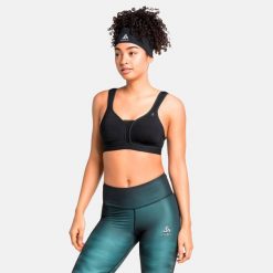 Biustonosz sportowy Odlo Sport bra PADDED HIGH. Czarne biustonosze sportowe ODLO, bez wzorów. Za 349.98 zł.